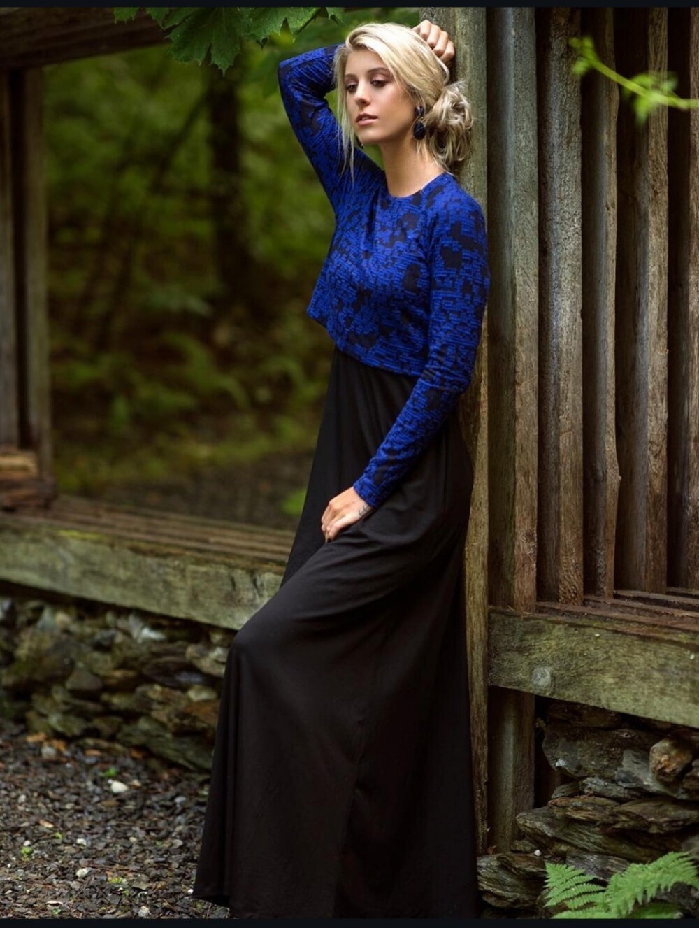 Long Sleeve Twofer Maxi Dress, Size S